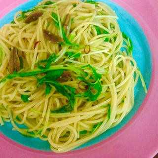 アンチョビと水菜のパスタ